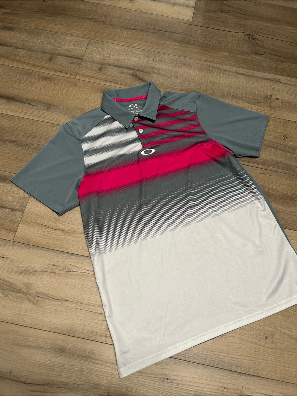 Oakley Men’s Gray & Hot Pink Gradient Polo